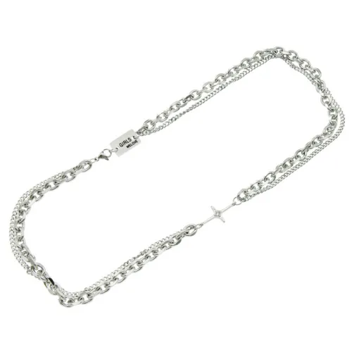 Diamond Cross Pendant Double-Layer Necklace