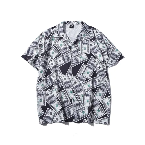 Dollar Printed Pattern Short-Sleeved Shirt