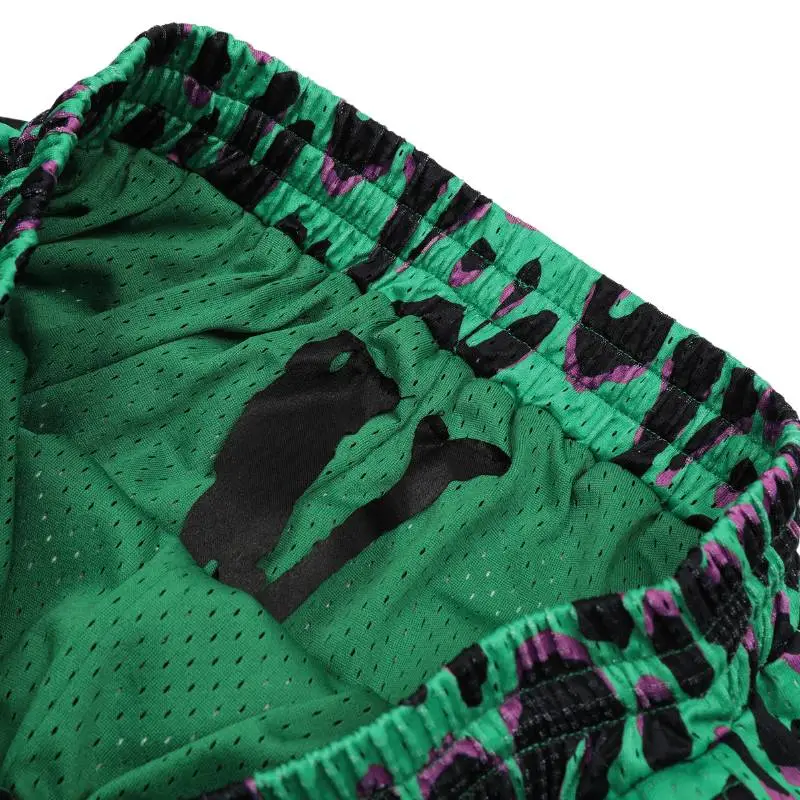 High Street Trendy Leopard Camouflage Mesh Shorts-5