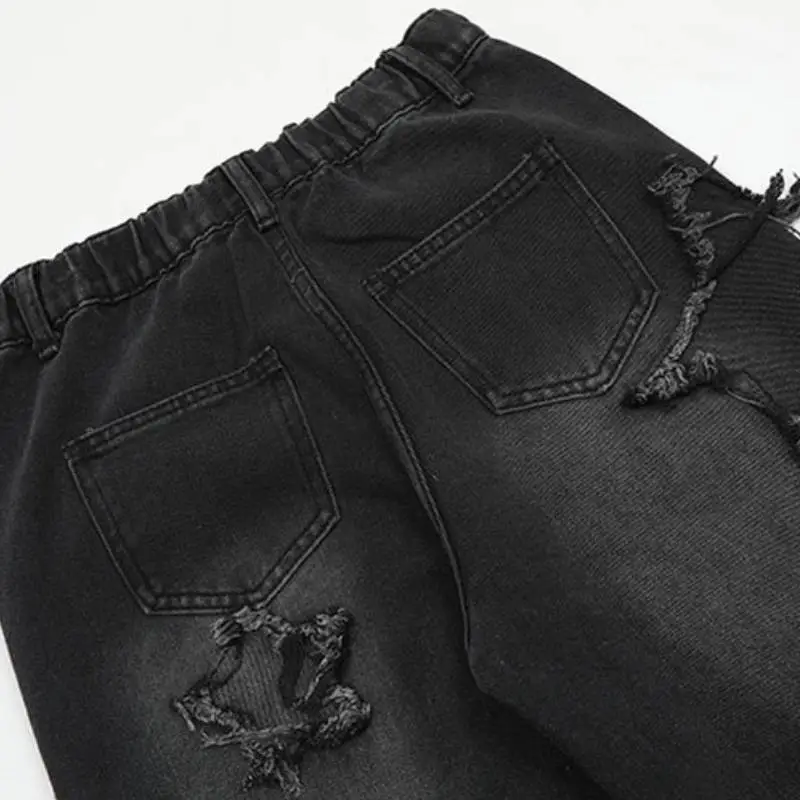 Hip Hop Distressed Straight Jeans-4