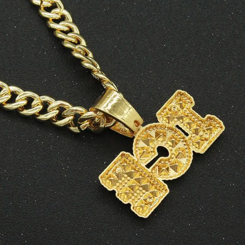 Splicing Diamond Letter Pendant Necklace-2