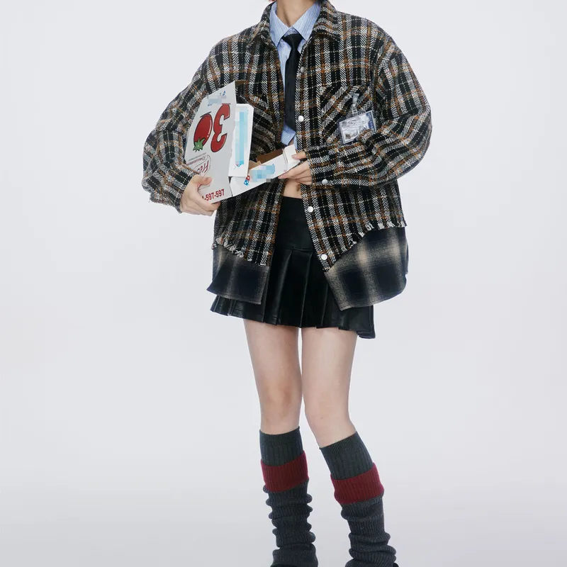 Trendy Retro Plaid Loose Jacket-3