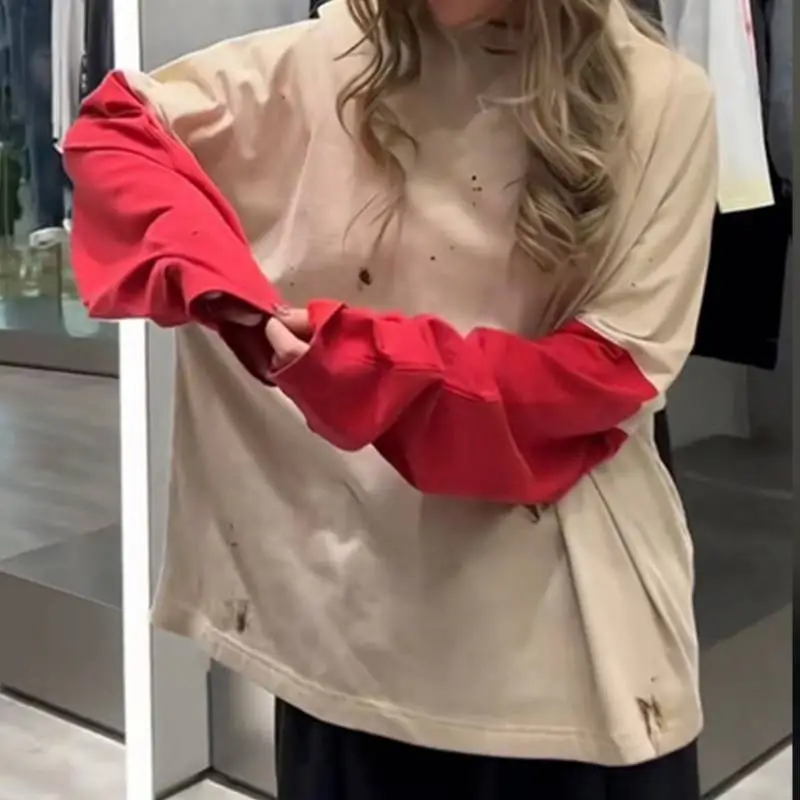 Casual Contrast Color T shirt-2
