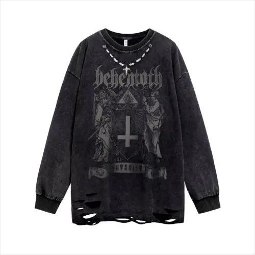 Street Gothic Style with Character Praying Pattern Hoodie