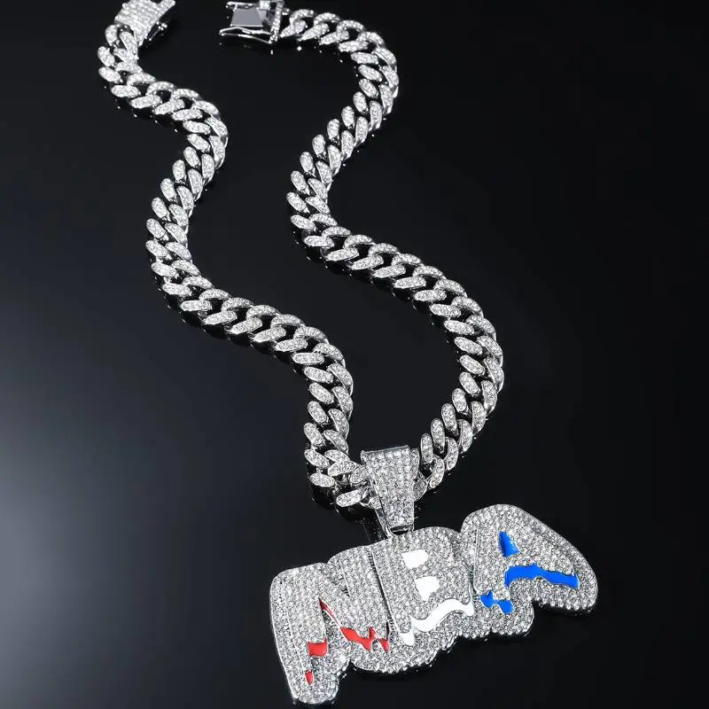 Full Diamond Letter Pendant Necklace-3