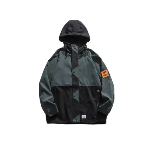 Outdoor Color Patch Decoration Wide Hooded Jacket