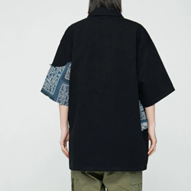 Loose Casual Patchwork Printed Shirt-3