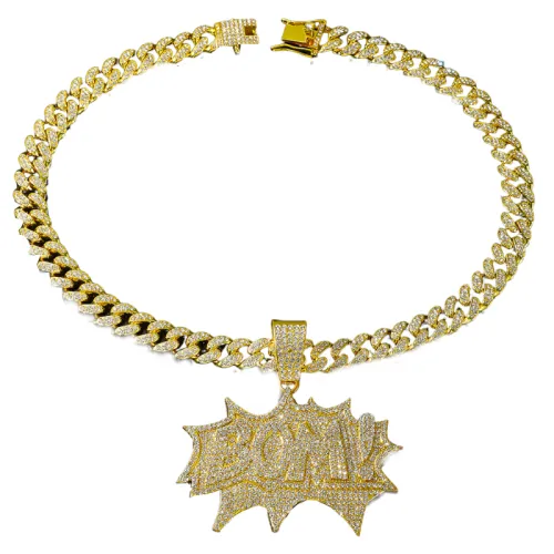 Hip-Hop Bold Diamond Letter Necklace