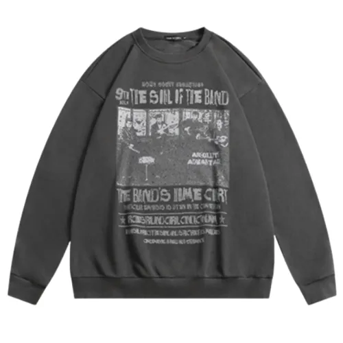 Vintage Antique Printed Street Crewneck Sweatshirt