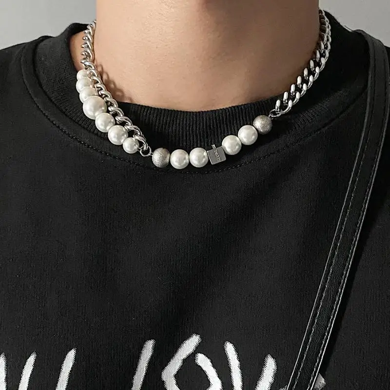 Hip Hop Pearl Clavicle Chain-3
