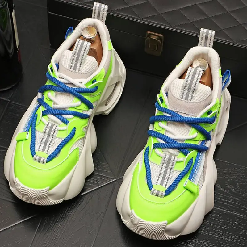 Low Top Mesh Breathable Thick Soled Casual Shoes-1