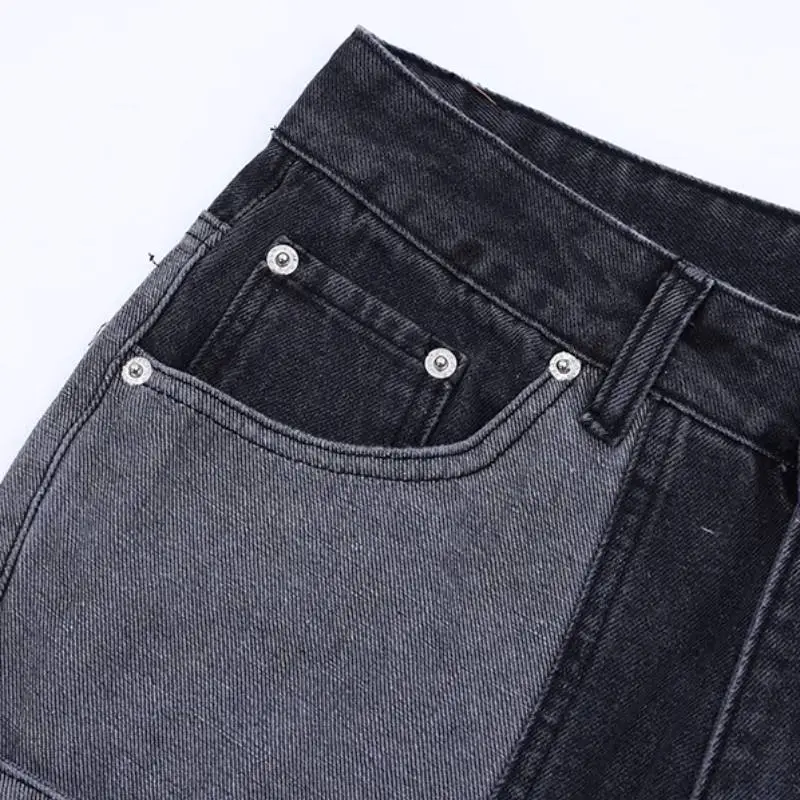 Trendy Straight Punk Patchwork Jeans-4