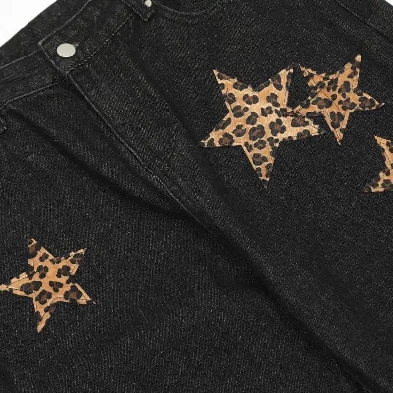Trendy Leopard Print Jeans-4