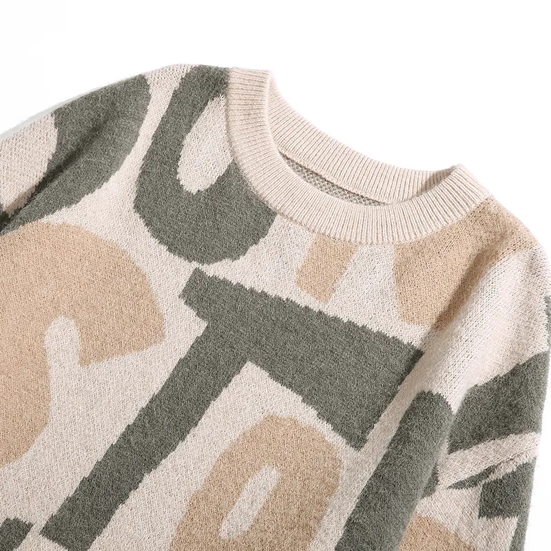 New Vintage Loose Trendy Brand Round Neck Thickened Knitwear swag OOTD-14