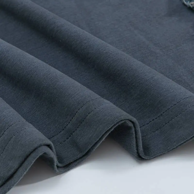 Hip Hop Denim Washed Patch T Shirt-5