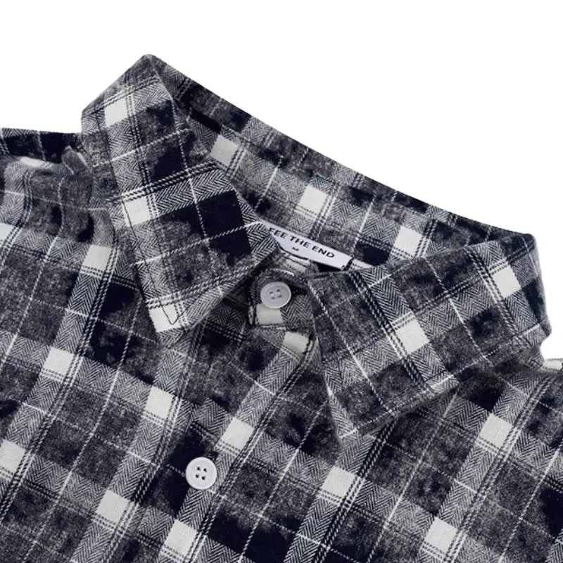 Vintage City Blue and White Plaid Shirt-2