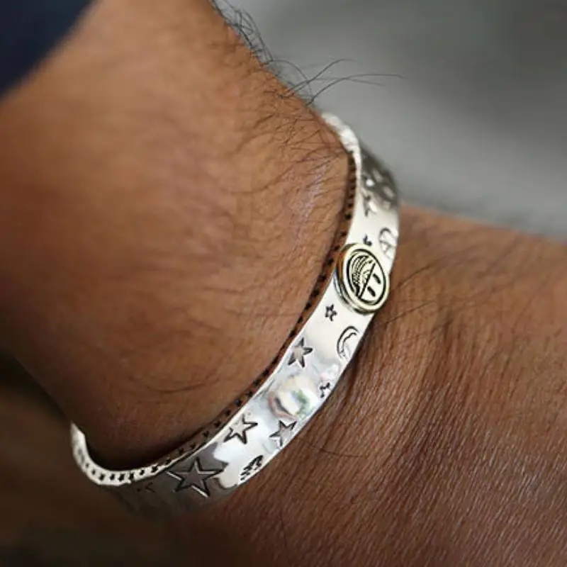 Silver Smiley Face Retro Bracelet-8