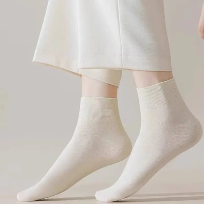 Casual Plain Polyester Mid Calf Sock-8