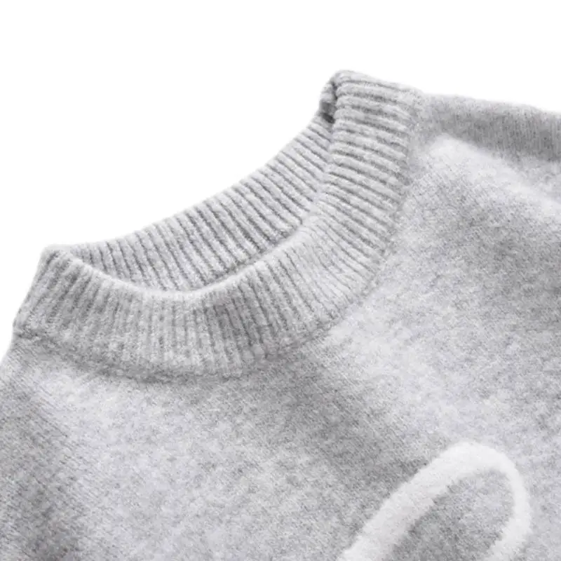 Retro Plush Letter Crewneck Loose Lazy Style Sweater-2