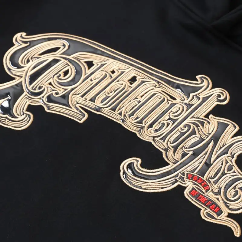 New High Street Style Leather Heavy Industry Embroidered Hoodie-3