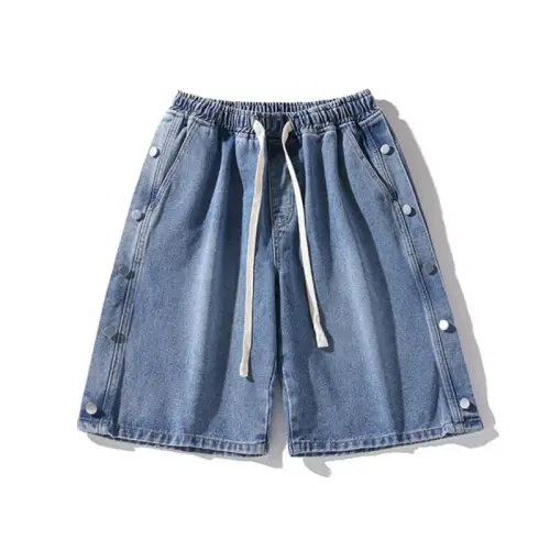 Large Size Denim Button Shorts