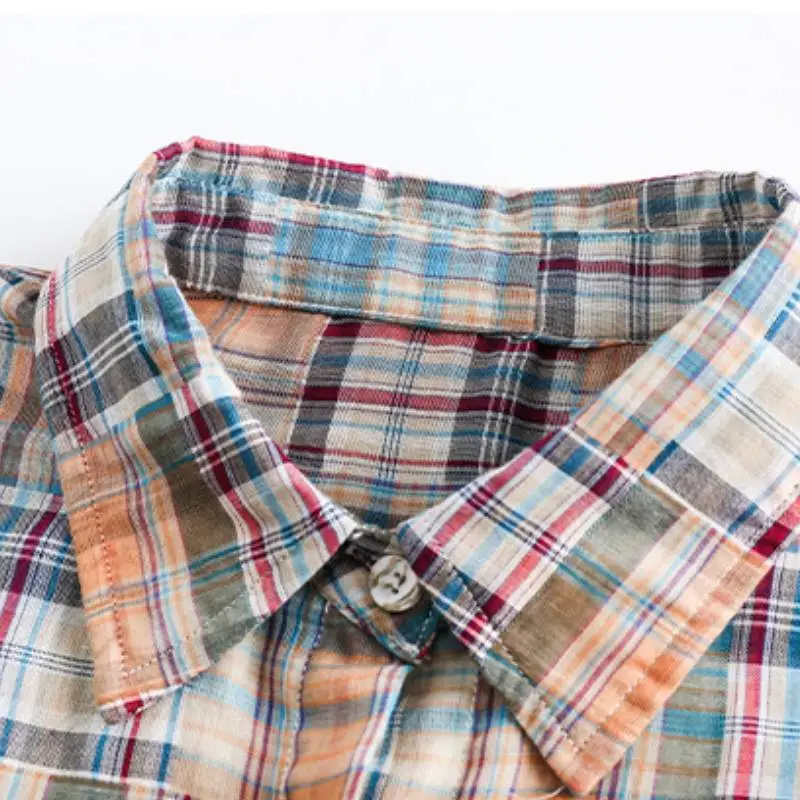 Retro Color Plaid Loose Shirt-4