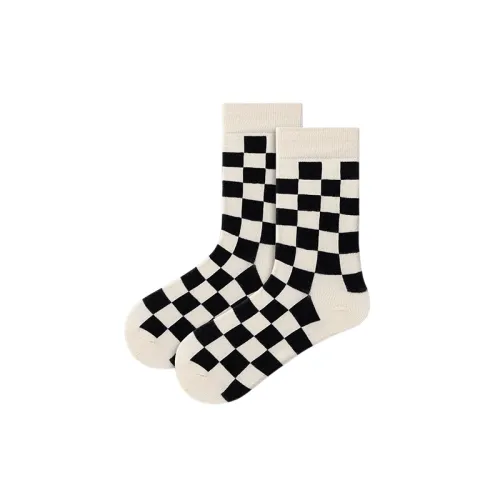 Black And White Checkerboard Socks