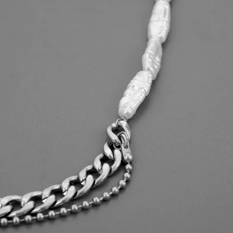 Double Layer Titanium Steel Necklace-4