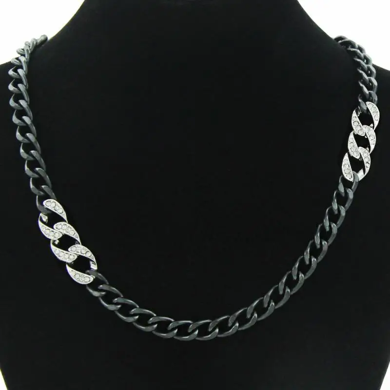 Two Color Splicing Cuban Necklace-1