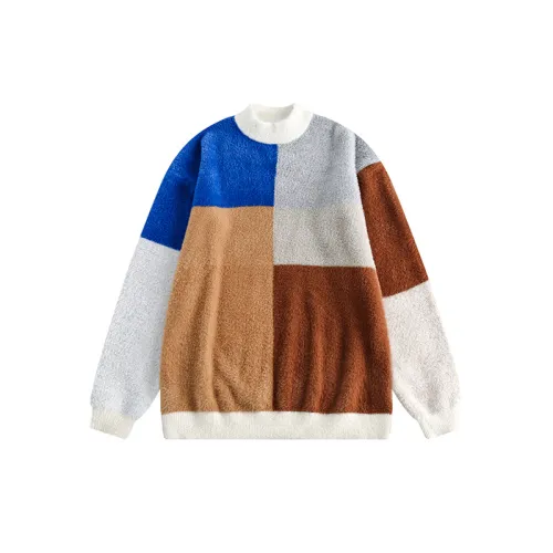 Contrasting Color Block Turtleneck Pullover Sweater