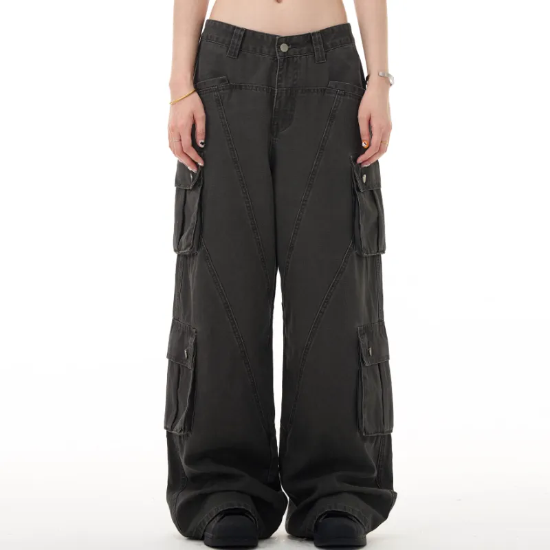 Casual Loose Straight Leg Cargo Pants-2