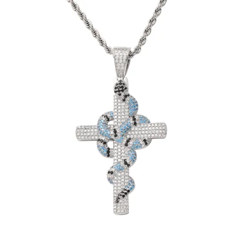 Vintage Snake Pattern Cross Pendant