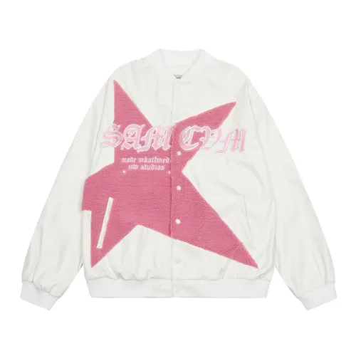 Flocking Towel Embroidered Leather Jacket