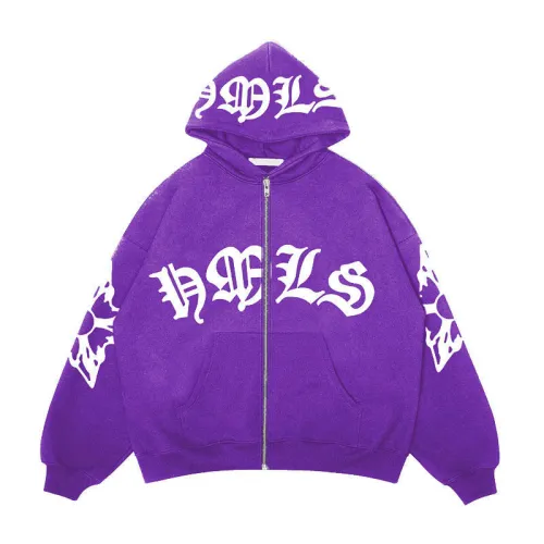 Zipper Gothic Letter Print Hoodie