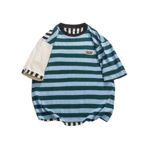 Unique Design Splicing Striped Shirt