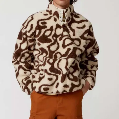 Loose Lapel Leopard Cardigan Jacket Plush Coat