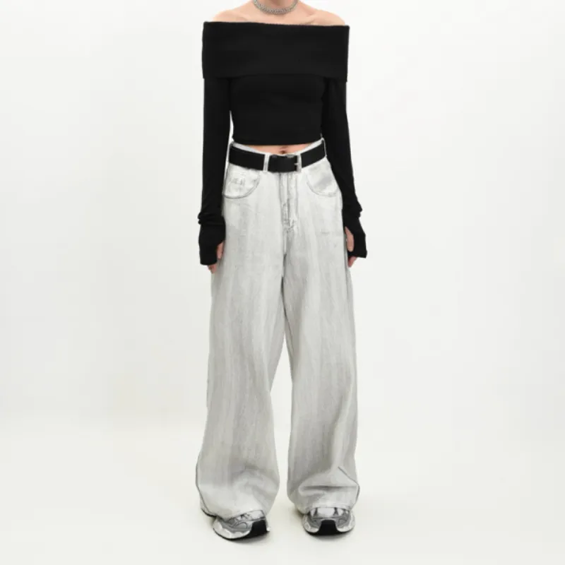 Retro Washed Drape Jeans-5