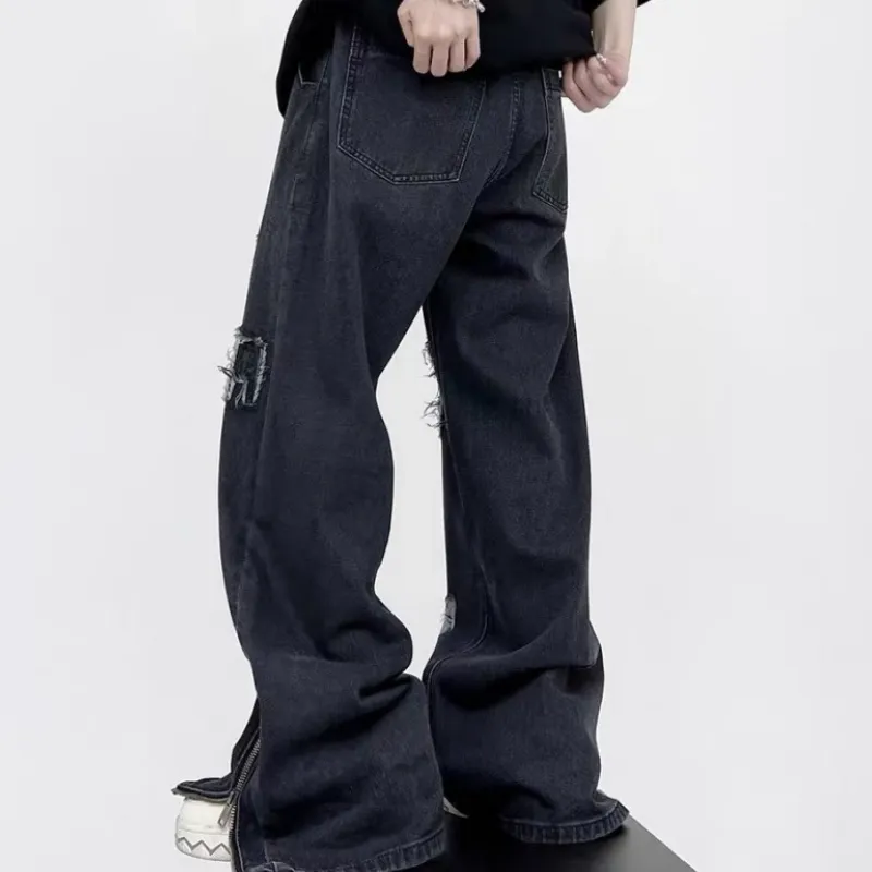 Hip hop Straight Embroidery Jeans-2