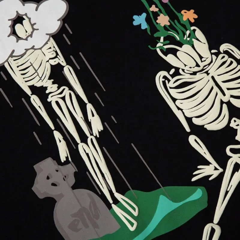 Skull Cartoon Print T Shirt-3