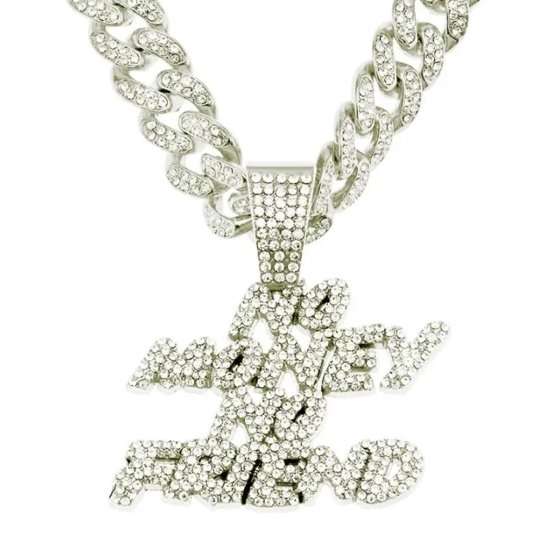 Full Diamond Letter Pendant Necklace-3