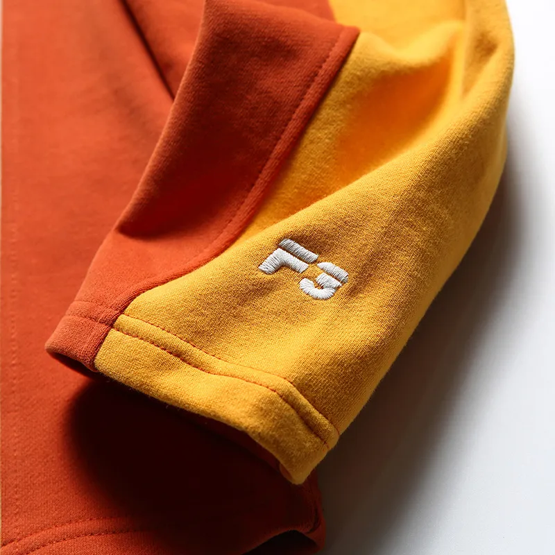 Retro Contrast Color Splicing Multi Pocket Crewneck Long Sleeve Sweatshirt-3