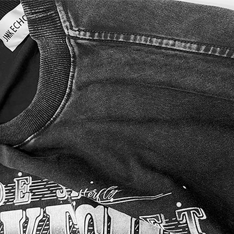 Retro Pattern Old Washed Fashion Brand Long Sleeve Hoodie-4