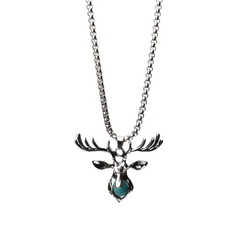 Titanium Steel Retro Deer Pendant Necklace