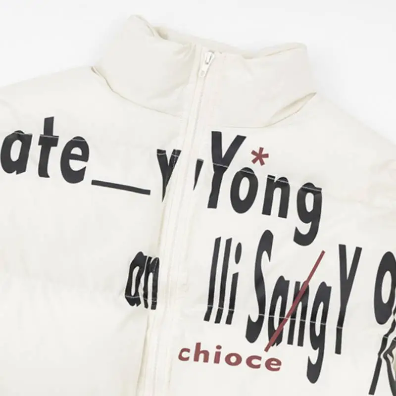 Letter Printing Collar Cotton padded Coat-3