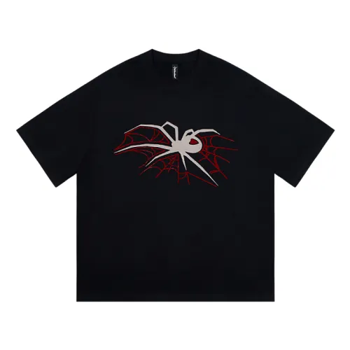 Niche Spider Printing Hot Drilling Short-sleeved T-shirt