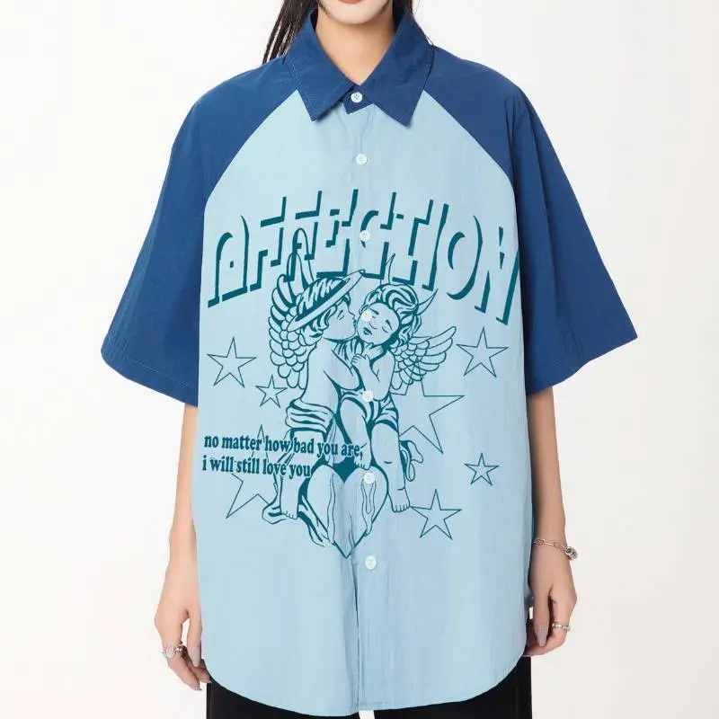 Loose Casual Angel Print Shirt-6