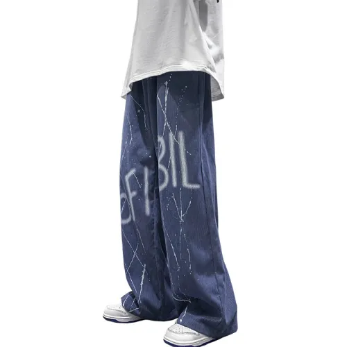 Trendy Hip-Hop Ink-Splashed Corduroy Pants