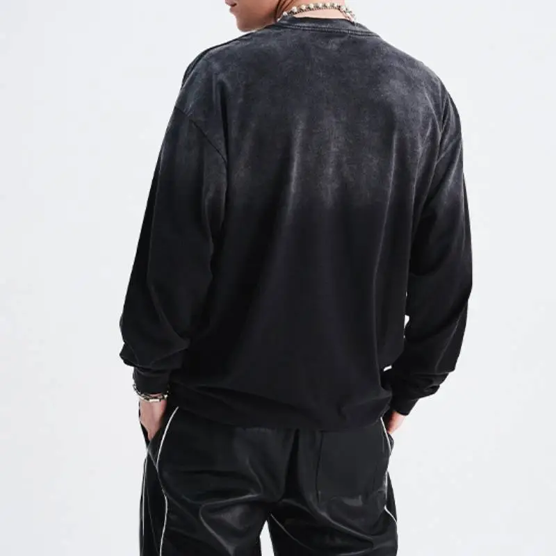 Retro Washed Distress Printed Loose T Shirt-3