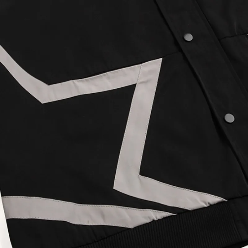 Retro Star Contrast Color Stitching Ins Hip hop Street Loose Hooded Jacket-7