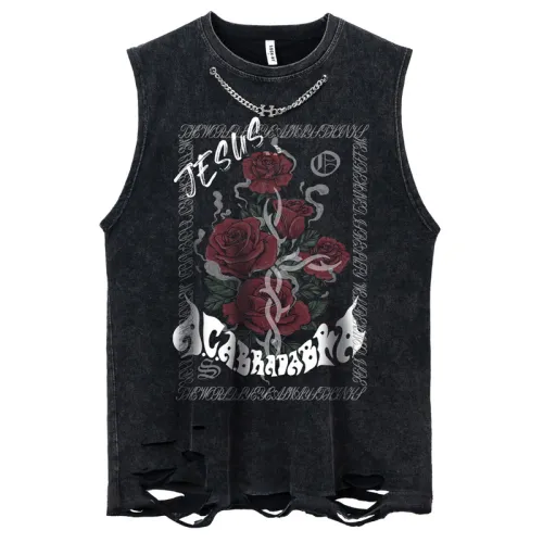 Washed Loose Hip-Hop Sleeveless Vest